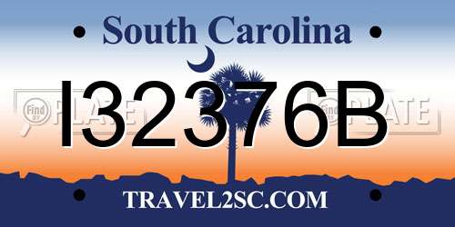 I32376B South Carolina License Plate