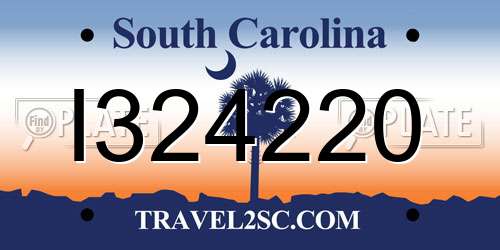 I324220 South Carolina License Plate