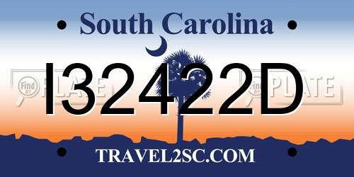 I32422D South Carolina License Plate