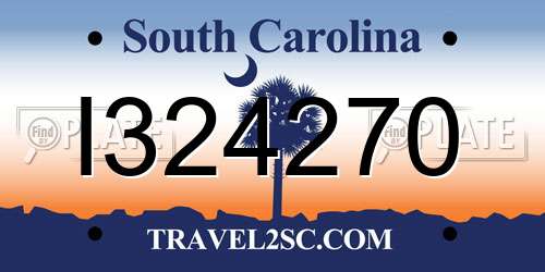 I324270 South Carolina License Plate