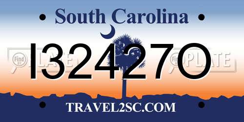 I32427O South Carolina License Plate