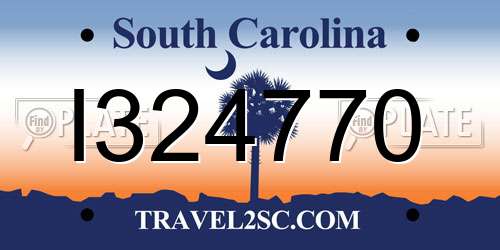 I324770 South Carolina License Plate