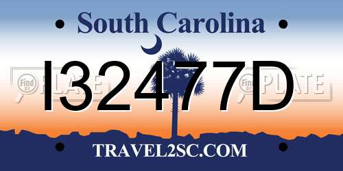 I32477D South Carolina License Plate