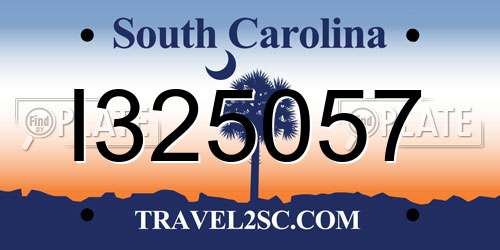 I325057 South Carolina License Plate