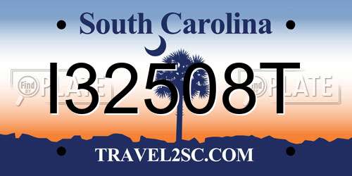 I32508T South Carolina License Plate