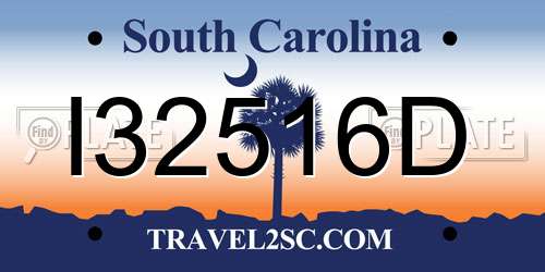 I32516D South Carolina License Plate