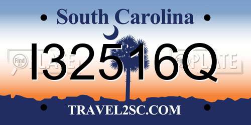 I32516Q South Carolina License Plate