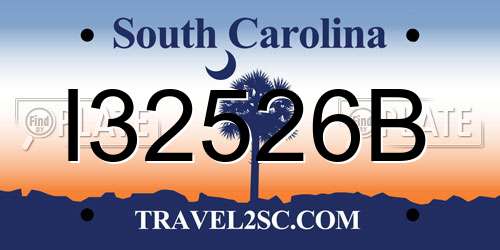 I32526B South Carolina License Plate