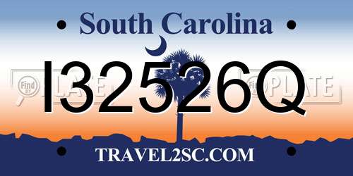 I32526Q South Carolina License Plate