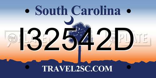 I32542D South Carolina License Plate