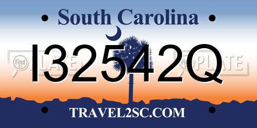 I32542Q South Carolina License Plate