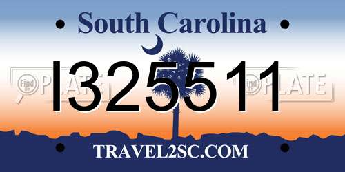 I325511 South Carolina License Plate