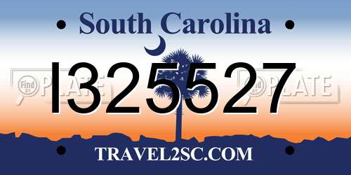 I325527 South Carolina License Plate