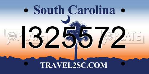 I325572 South Carolina License Plate