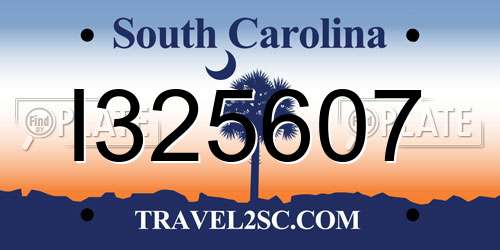 I325607 South Carolina License Plate