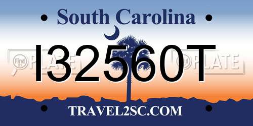 I32560T South Carolina License Plate