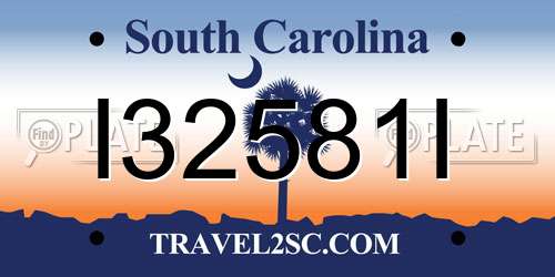 I32581I South Carolina License Plate