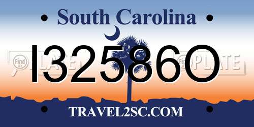 I32586O South Carolina License Plate
