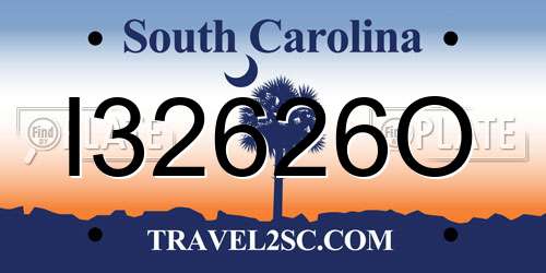 I32626O South Carolina License Plate