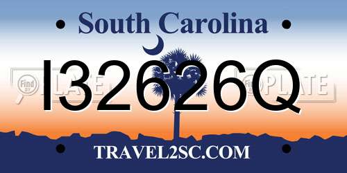 I32626Q South Carolina License Plate
