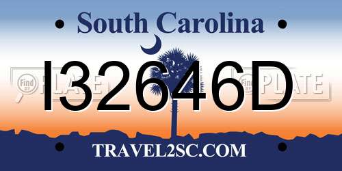 I32646D South Carolina License Plate