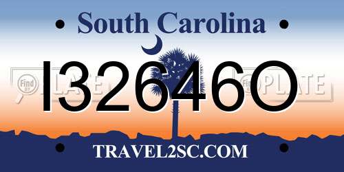 I32646O South Carolina License Plate