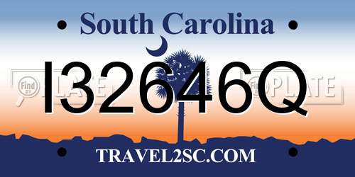 I32646Q South Carolina License Plate
