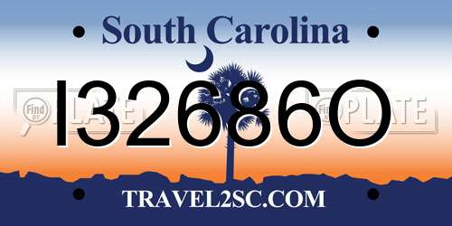 I32686O South Carolina License Plate