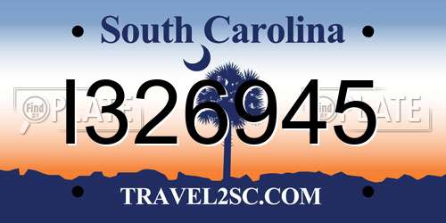 I326945 South Carolina License Plate