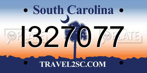 I327077 South Carolina License Plate