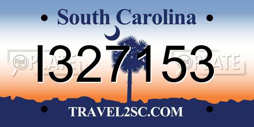 I327153 South Carolina License Plate