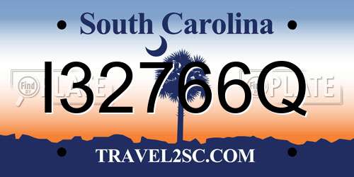 I32766Q South Carolina License Plate