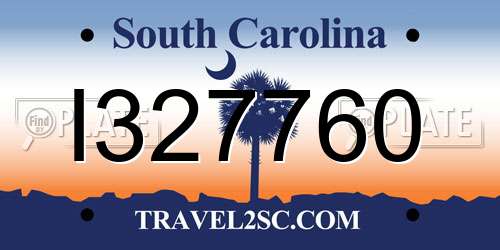 I327760 South Carolina License Plate