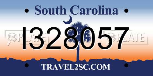 I328057 South Carolina License Plate
