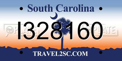 I328160 South Carolina License Plate