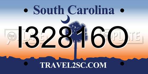 I32816O South Carolina License Plate