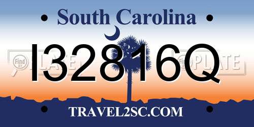 I32816Q South Carolina License Plate