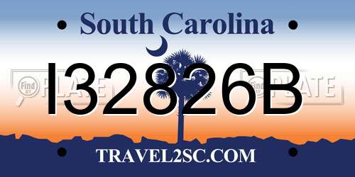 I32826B South Carolina License Plate
