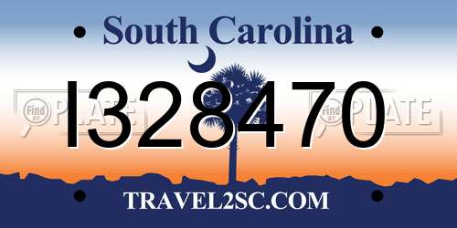 I328470 South Carolina License Plate