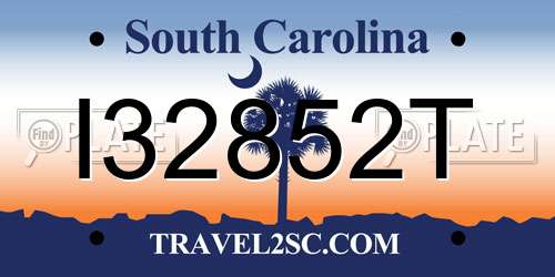 I32852T South Carolina License Plate