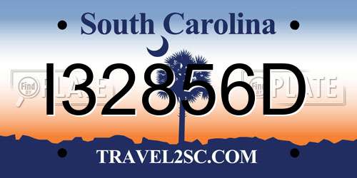 I32856D South Carolina License Plate