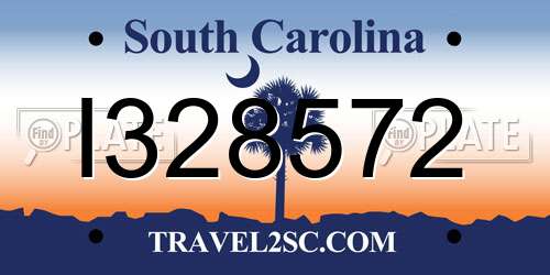 I328572 South Carolina License Plate