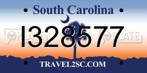 I328577 South Carolina License Plate