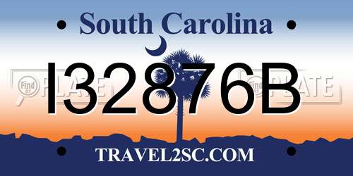 I32876B South Carolina License Plate