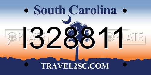 I328811 South Carolina License Plate