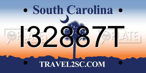 I32887T South Carolina License Plate
