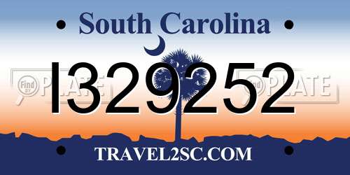 I329252 South Carolina License Plate