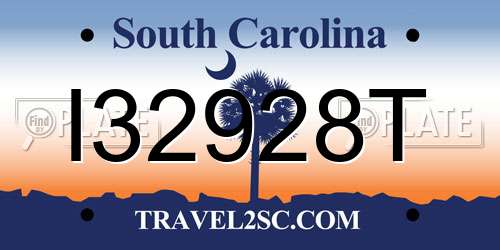 I32928T South Carolina License Plate