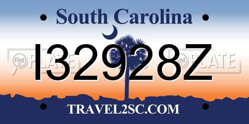 I32928Z South Carolina License Plate