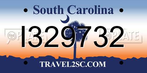 I329732 South Carolina License Plate